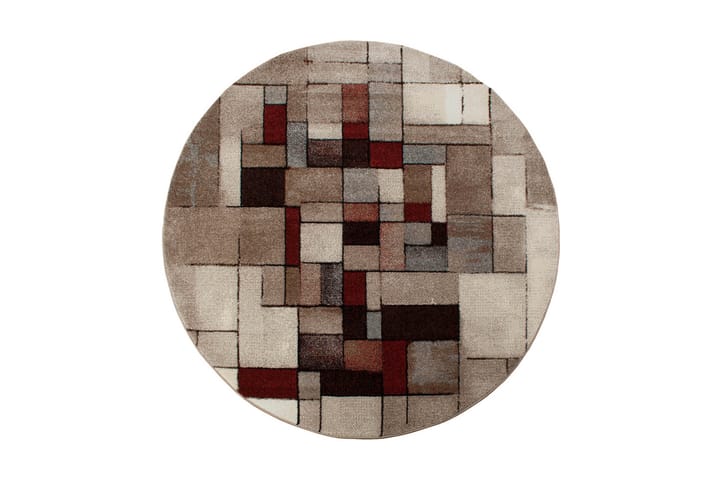 Friezematto London Ø200 cm Punainen/Moniväri - Ruskea - Pyöreät matot - Wilton-matto - Kuviollinen matto & värikäs matto - Iso matto
