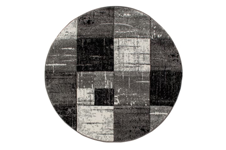Friezematto London Square Ø240 cm Musta/Harmaa - Musta/Harmaa - Pyöreät matot - Kuviollinen matto & värikäs matto - Iso matto
 - Wilton-matto