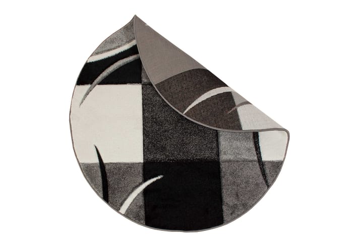 Friezematto London Patch Ø200 cm Musta - Musta - Pyöreät matot - Wilton-matto - Iso matto
 - Kuviollinen matto & värikäs matto
