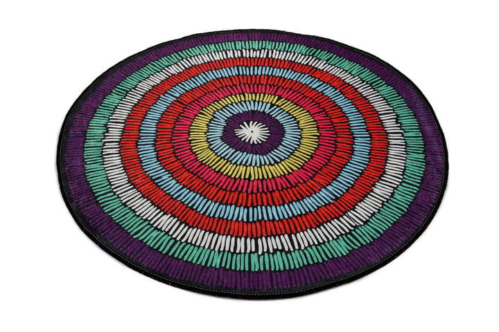 Matto Belgin Pyöreä 100 cm - Monivärinen / Sametti - Pyöreät matot - Wilton-matto - Kuviollinen matto & värikäs matto
