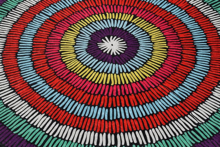 Matto Belgin Pyöreä 100 cm - Monivärinen / Sametti - Pyöreät matot - Wilton-matto - Kuviollinen matto & värikäs matto