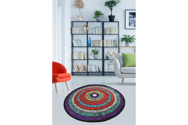 Matto Belgin Pyöreä 140 cm - Monivärinen / Sametti - Pyöreät matot - Wilton-matto - Kuviollinen matto & värikäs matto
