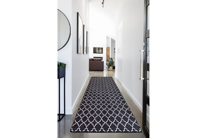 Matto Chilai 100x300 cm - Musta/Valkoinen - Wilton-matto - Kuviollinen matto & värikäs matto