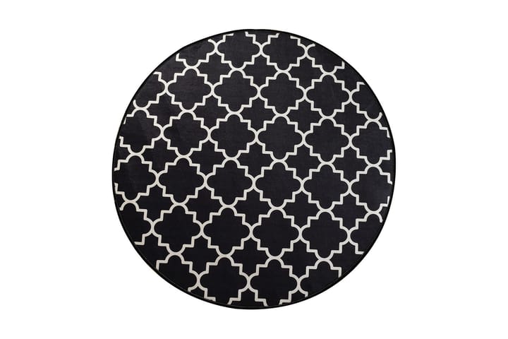 Matto Joxepa Pyöreä 100 cm - Musta / Sametti - Pyöreät matot - Wilton-matto - Kuviollinen matto & värikäs matto