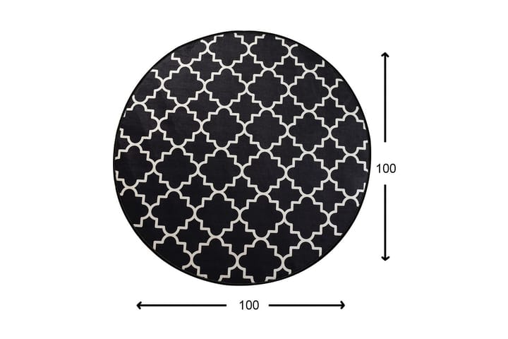 Matto Joxepa Pyöreä 100 cm - Musta / Sametti - Pyöreät matot - Wilton-matto - Kuviollinen matto & värikäs matto