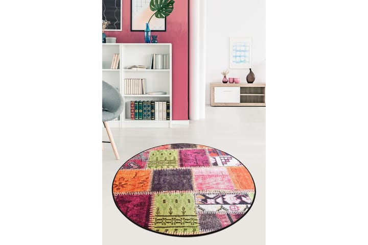 Matto Sehzade Pyöreä 100 cm - Monivärinen / Sametti - Pyöreät matot - Wilton-matto - Kuviollinen matto & värikäs matto