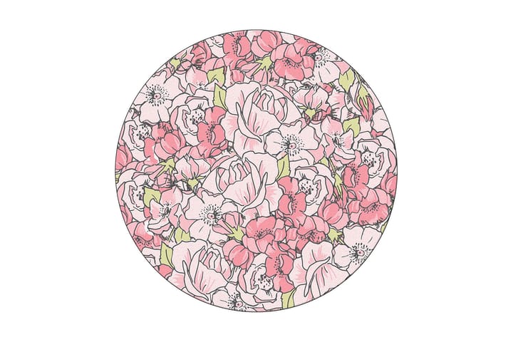 Matto Trandafir Pyöreä 100 cm - Roosa/Sametti - Pyöreät matot - Wilton-matto - Kuviollinen matto & värikäs matto