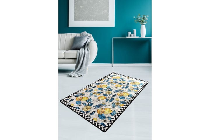 Matto Zitroun 100x200 cm - Monivärinen / Sametti - Wilton-matto - Kuviollinen matto & värikäs matto