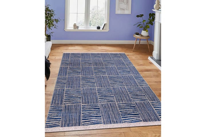 Wiltonmatto Nishino 120x180 cm Suorakaide - Laivastonsininen - Wilton-matto - Kuviollinen matto & värikäs matto
