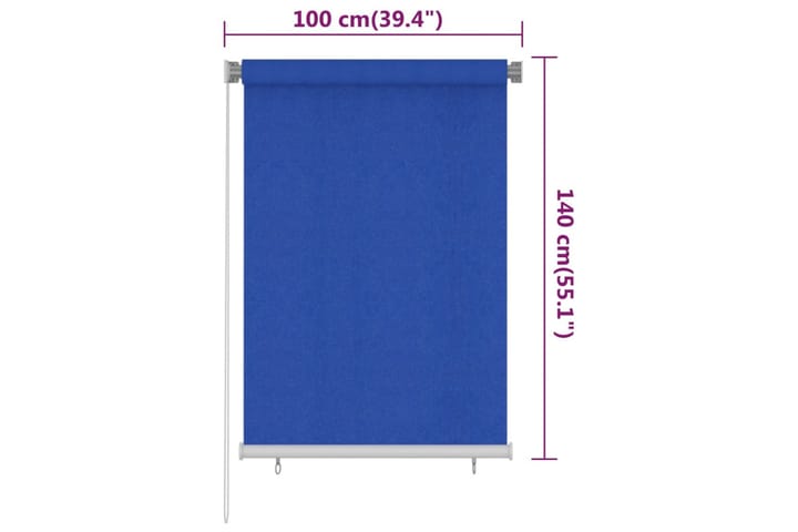 Rullaverho ulkotiloihin 100x140 cm sininen HDPE - Sininen - Verhot
 - Rullaverho