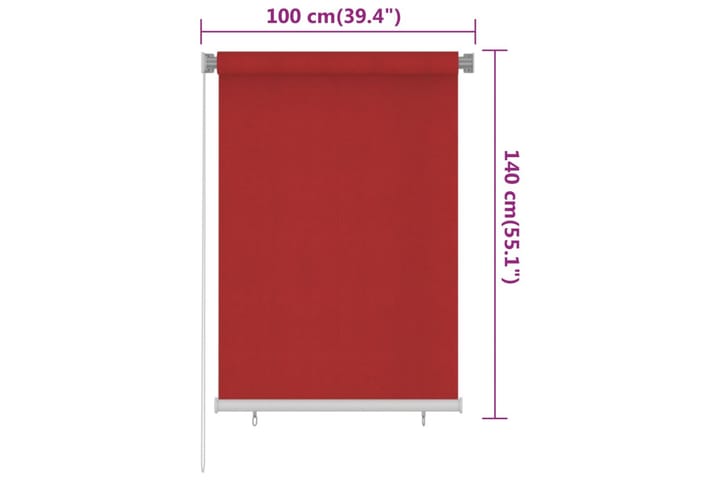 Rullaverho ulkotiloihin 100x140 cm punainen HDPE - Punainen - Verhot
 - Rullaverho