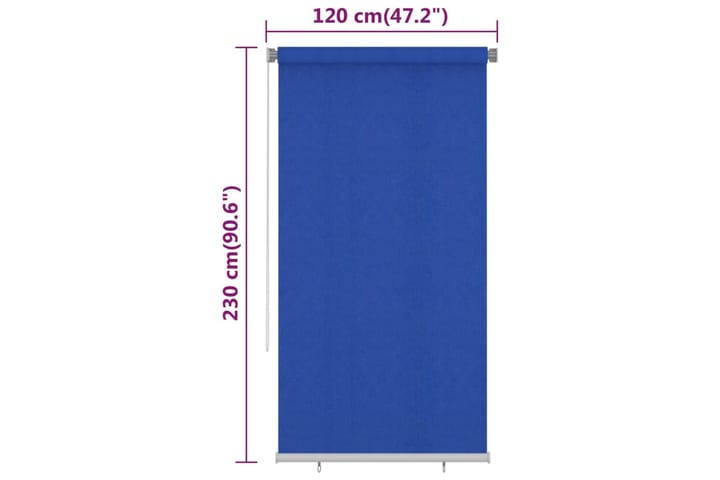 Rullaverho ulkotiloihin 120x230 cm sininen HDPE - Sininen - Verhot
 - Rullaverho