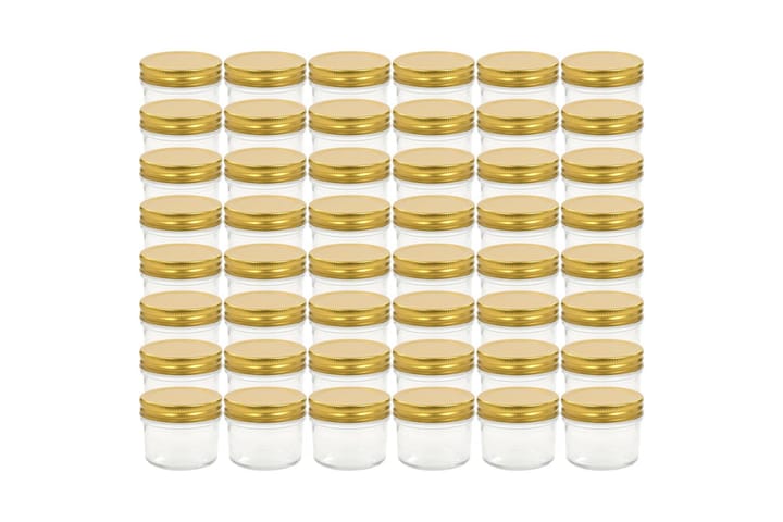 Lasiset hillopurkit kullan värisillä kansilla 48 kpl 110 ml - Kulta - Piensäilytys - Purkit