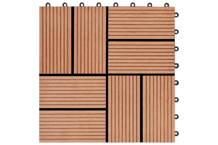 Lattialaatat 11 kpl WPC 30x30 cm 1m² tiikin värinen - Ruskea - Ritilä parvekkeelle - Lattia - Terassilaatat