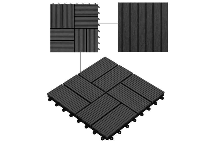Lattialaatat 22 kpl 30x30cm 2m² puukomposiitti musta - Musta - Ritilä parvekkeelle - Lattia - Terassilaatat