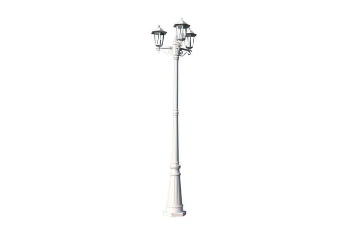 Kingston Puutarhan Valotolppa 3-lyhtyä 215 cm Valkoinen - Valkoinen - Ulkovalaistus - LED-valaistus ulkokäyttöön - Sisäänkäynnin valaistus - Maavalaistus