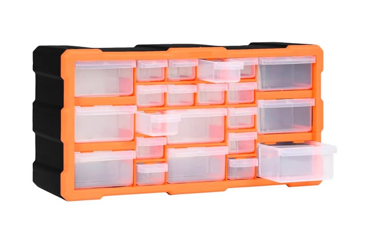Monilaatikko järjestelijä 22 laatikolla 49x16x25,5 cm - Oranssi - Autotallin sisustus & säilytys - Tarvikkeiden säilytys