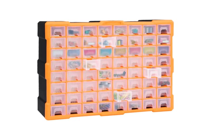 Monilaatikko järjestelijä 64 laatikolla 52x16x37,5 cm - Oranssi - Autotallin sisustus & säilytys - Tarvikkeiden säilytys