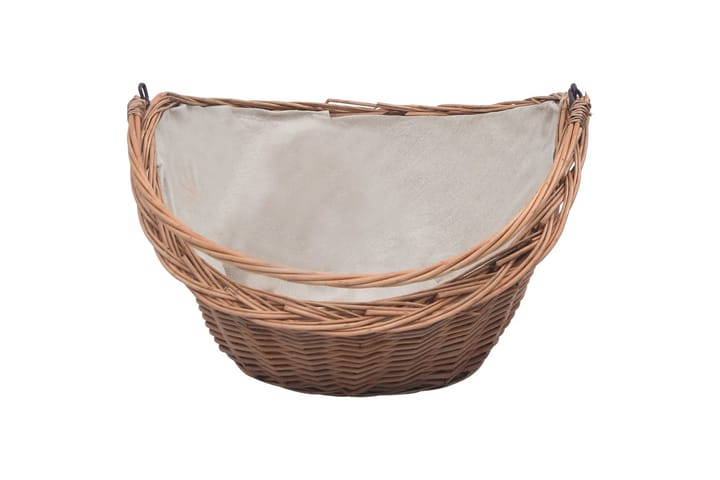 Firewood Basket with Handle 60x44x55 cm Natural Willow - Ruskea - Halkokori - Polttopuun säilytys