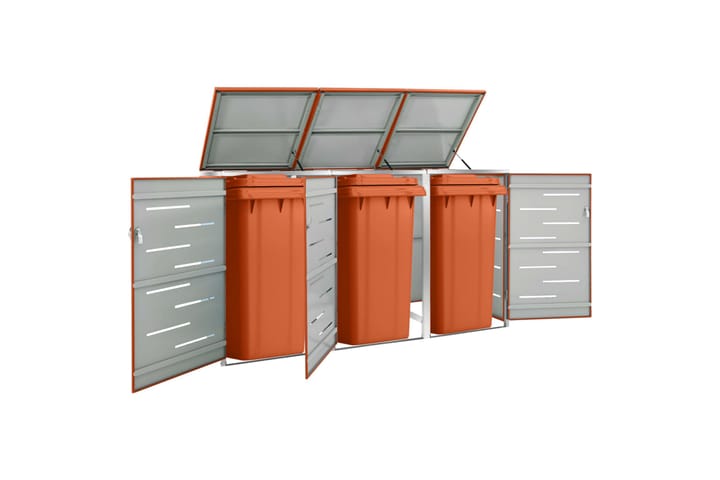 Kolmen roska-astian vaja 207x77,5x115 cm ruostumaton teräs - Oranssi - Lämpökompostori & kompostiastia