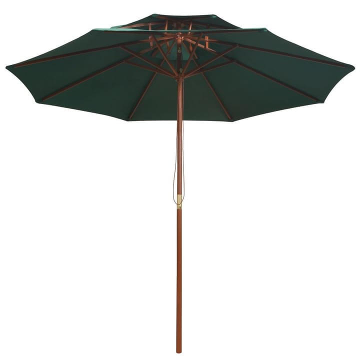 2-kerroksinen Aurinkovarjo 270x270 cm Puutanko Vihreä - Vihreä - Aurinkovarjo
