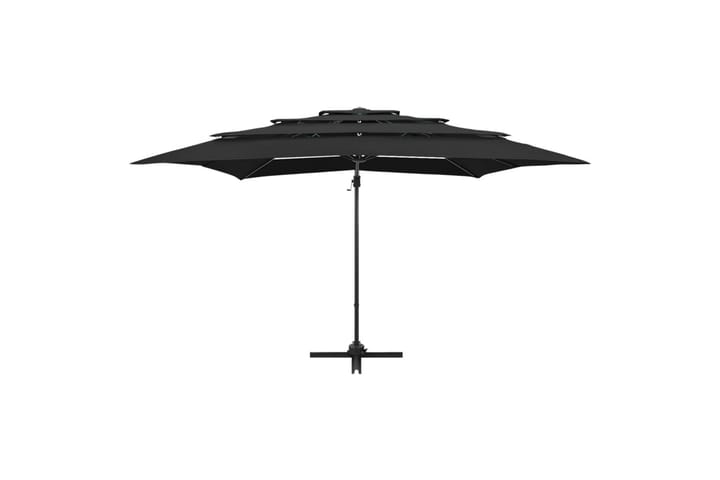 4-tasoinen Aurinkovarjo alumiinitanko musta 250x250 cm - Musta - Aurinkovarjo