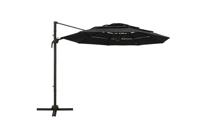 4-tasoinen aurinkovarjo alumiinitanko musta 3x3 m - Aurinkovarjo