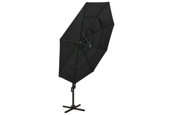 4-tasoinen aurinkovarjo alumiinitanko musta 3x3 m - Aurinkovarjo