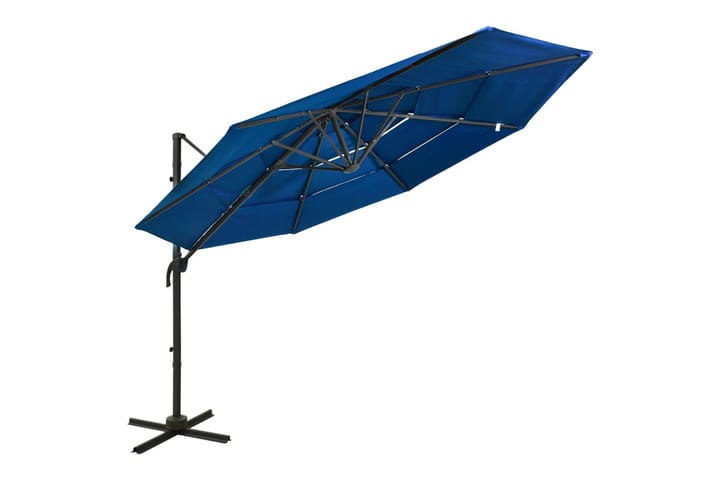 4-tasoinen aurinkovarjo alumiinitanko taivaansininen 3x3 m - Aurinkovarjo
