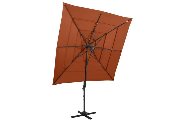 4-tasoinen Aurinkovarjo alumiinitanko terrakotta 250x250 cm - Punainen - Aurinkovarjo