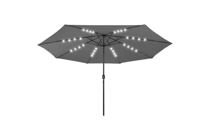 Aurinkovarjo LED-valot ja metallitanko 400 cm antrasiitti - Aurinkovarjo