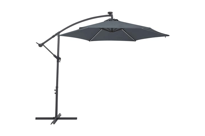 Aurinkovarjo Montoito 285 cm LED-valaistuksella - Harmaa - Aurinkovarjo