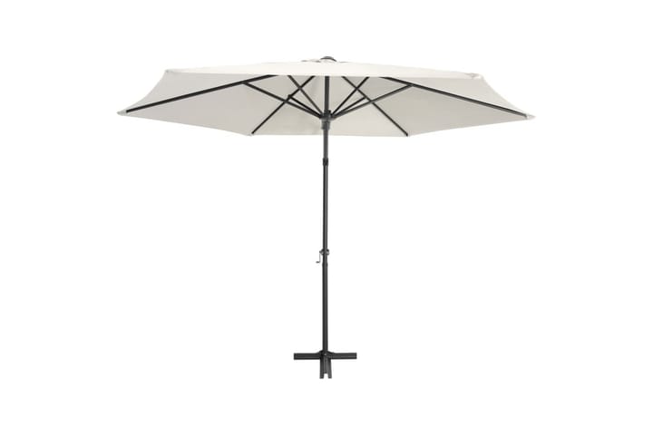 Aurinkovarjo terästangolla 300 cm hiekanvalkoinen - Valkoinen - Aurinkovarjo