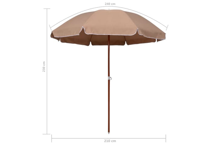 Aurinkovarjo terästanko 240 cm ruskeanharmaa - Ruskea - Aurinkovarjo