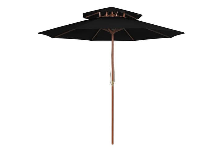Kaksikerroksinen aurinkovarjo puurunko musta 270 cm - Aurinkovarjo