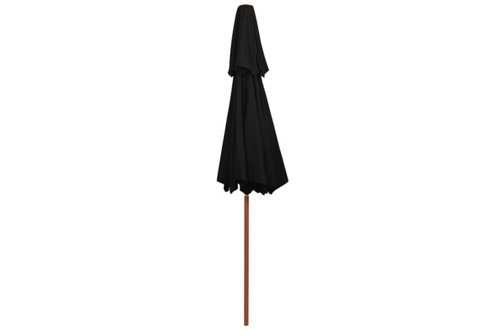 Kaksikerroksinen aurinkovarjo puurunko musta 270 cm - Aurinkovarjo
