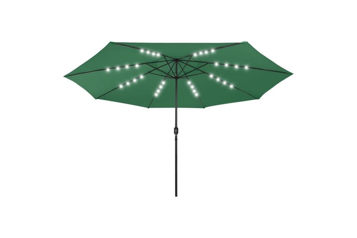 Aurinkovarjo LED-valot ja metallitanko 400 cm vihreä - Aurinkovarjo