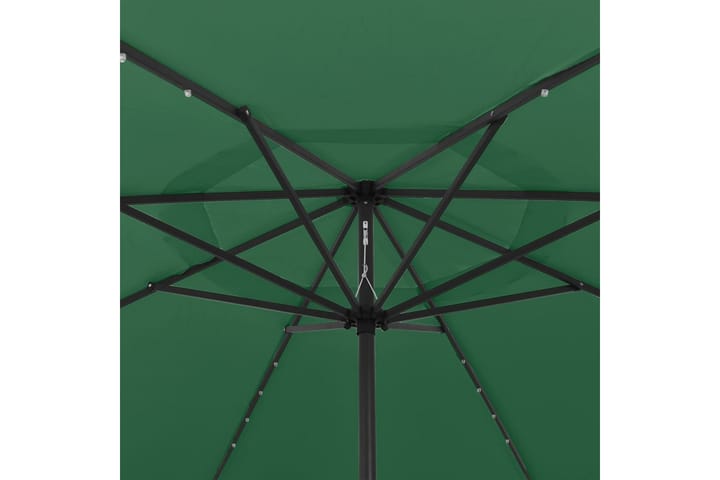 Aurinkovarjo LED-valot ja metallitanko 400 cm vihreä - Aurinkovarjo