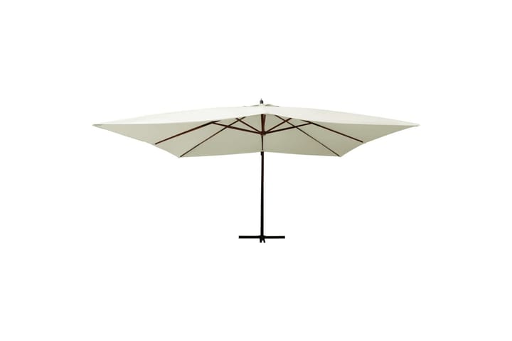 Riippuva aurinkovarjo puupylväällä 400x300 cm hiekka - Valkoinen - Parvekevarjo