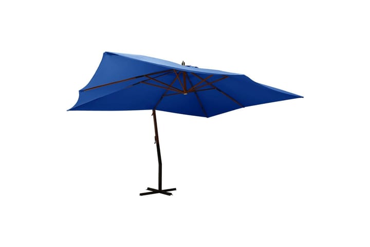 Riippuva aurinkovarjo puupylväällä 400x300 cm taivaansininen - Sininen - Parvekevarjo
