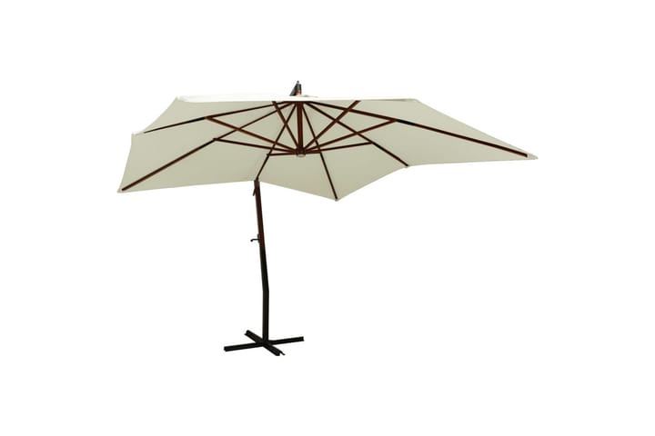Riippuva aurinkovarjo puurunko 300 cm hiekanvalkoinen - Valkoinen - Parvekevarjo
