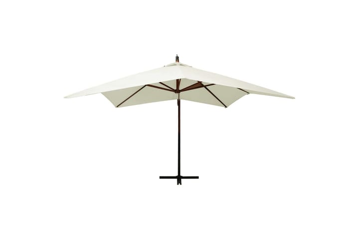 Riippuva aurinkovarjo puurunko 300 cm hiekanvalkoinen - Valkoinen - Parvekevarjo