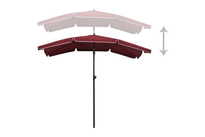 Puutarhan aurinkovarjo tangolla 200x130 cm viininpunainen - Punainen - Aurinkovarjo