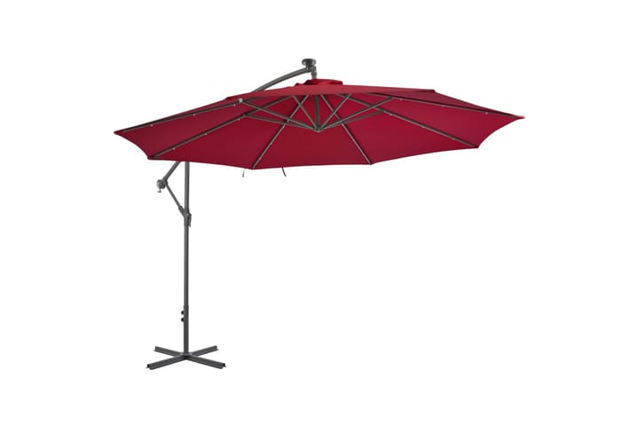 Riippuva aurinkovarjo alumiinipylväällä 350cm viininpunainen - Punainen - Riippuva aurinkovarjo