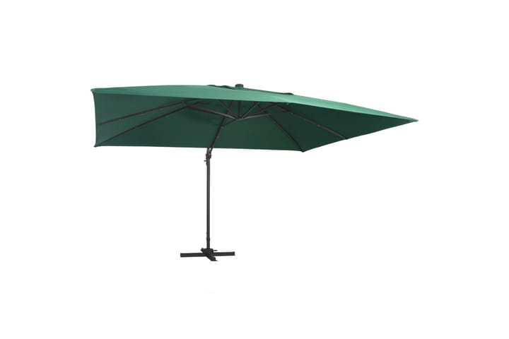Aurinkovarjo LED-valoilla alumiinipylväällä 400x300cm vihreä - Vihreä - Riippuva aurinkovarjo