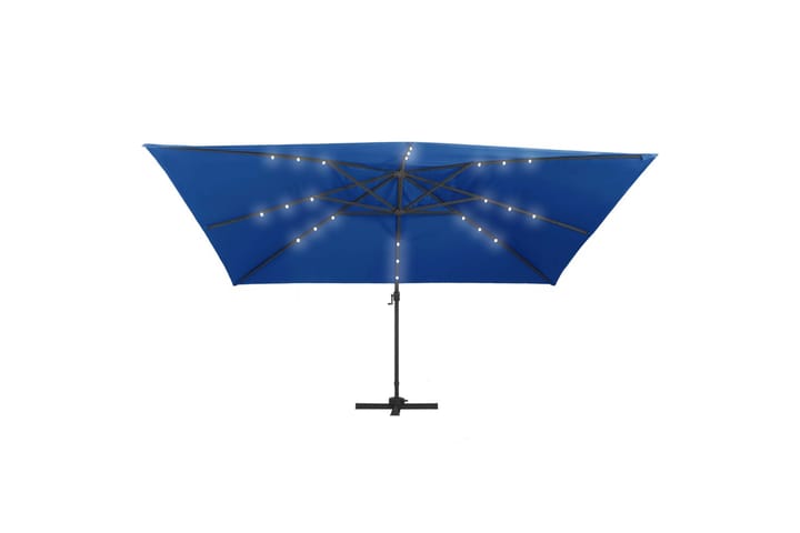 Aurinkovarjo LED-valoilla alumiinipylväs 400x300cm - Sininen - Riippuva aurinkovarjo