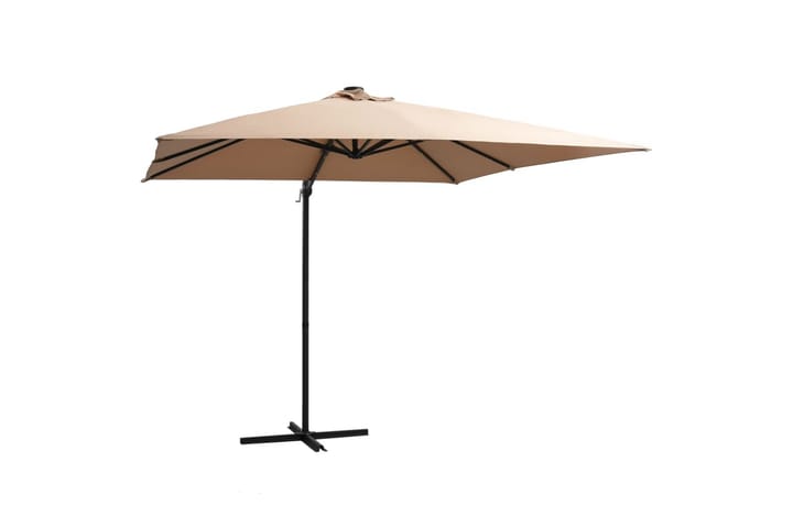Aurinkovarjo LED-valoilla teräspylväs 250x250cm - Ruskea - Riippuva aurinkovarjo