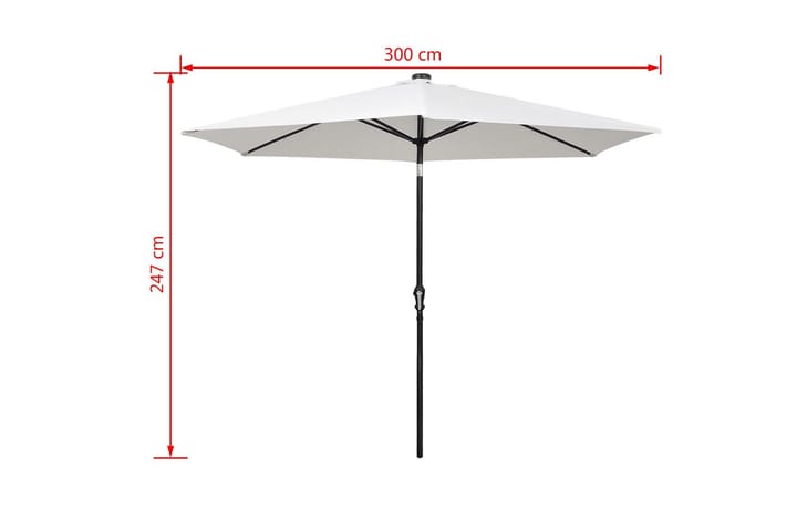 LED Ulokepalkki Päivänvarjo 3 m Hiekanvaalea - Valkoinen - Riippuva aurinkovarjo