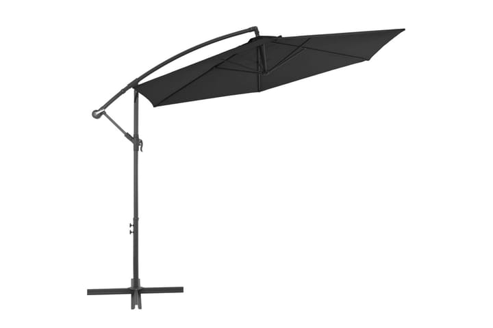 Riippuva aurinkovarjo alumiinipylväällä 300 cm musta - Musta - Riippuva aurinkovarjo