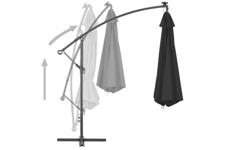 Riippuva aurinkovarjo alumiinipylväällä 350 cm musta - Musta - Riippuva aurinkovarjo